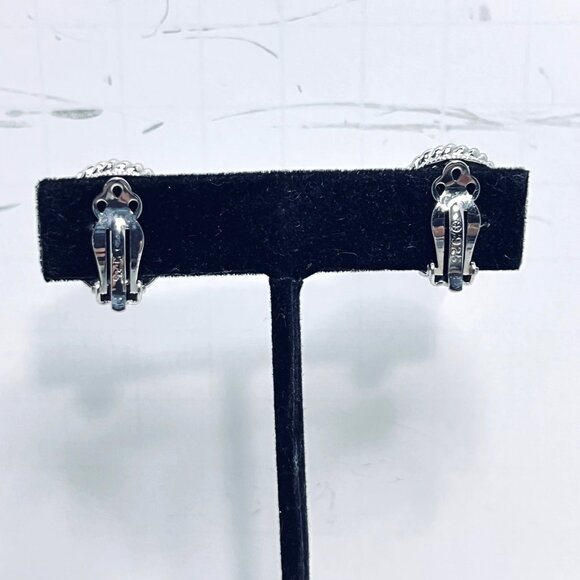 Judith Ripka Oval Sterling Silver, CZ And Amethyst Clip On Earrings (5984) - Picture 5 of 6